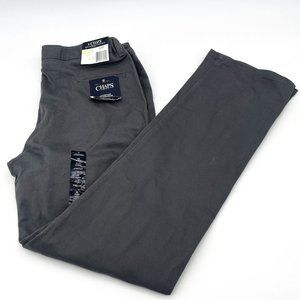 Chaps Boys Size 20 Husky Grey Flat Front Adjustable Stretch Waist School Pants